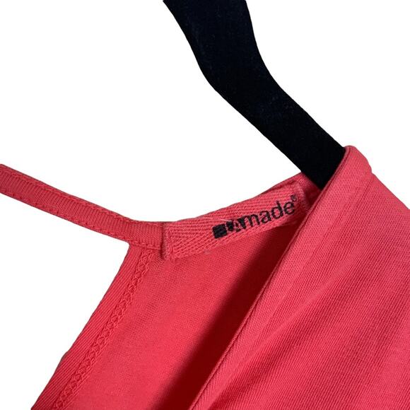 LA Made Sleeveless Crewneck A Line Knit Dress Back Cutout Coral Size Small - Picture 3 of 7